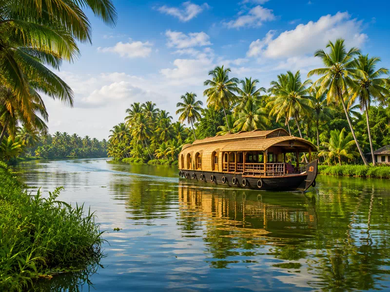 Alleppey Kerala backwaters featuring traditional luxury houseboat holiday experience
